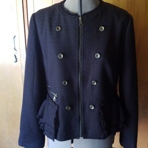 Worthington lined zip up ruffled jacket